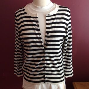 Banana republic lady black/white stripe cardigan Sz S
